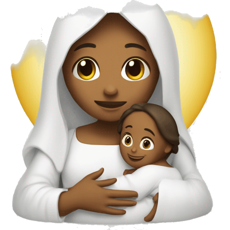 Maria mother of Jesus with Jesus in hands white skin emoji