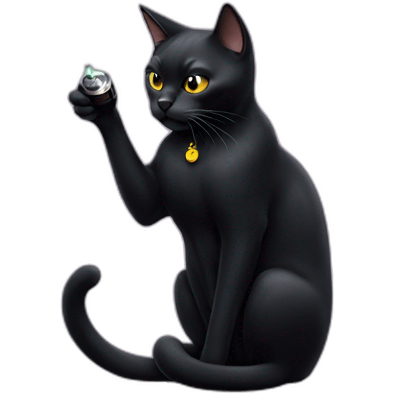 black cat + vape emoji