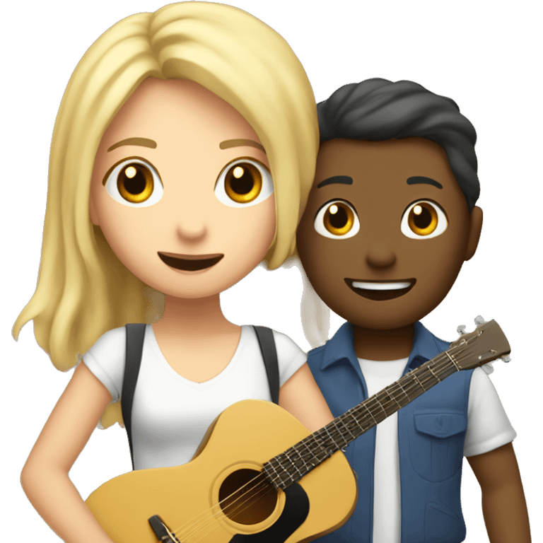 a blonde girl maned miya is singing with her music teacher  emoji