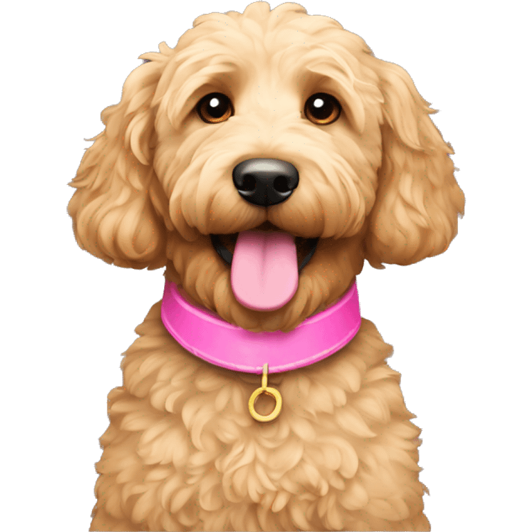 Goldendoodle with pink collar emoji