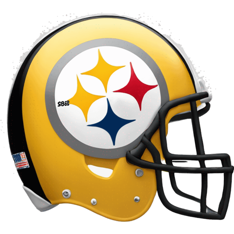 Pittsburgh Steelers Helmet but it says “we suck” emoji