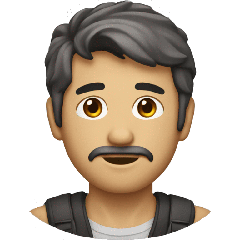 Un chico de estatura media, pelo corto y muy serio emoji