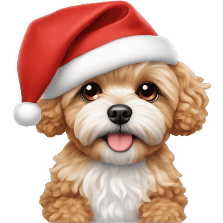 Red Maltipoo in Santa costume  emoji