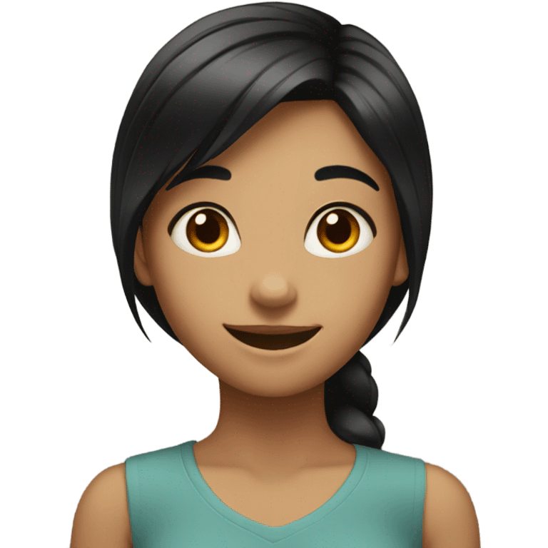 smiling girl with black hair emoji