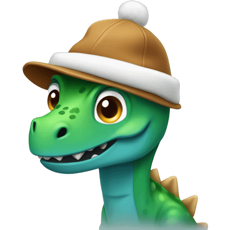 dinosaur wearing winter hat emoji