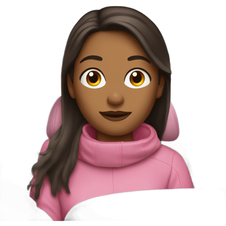 White brunette woman in pink tesla window emoji