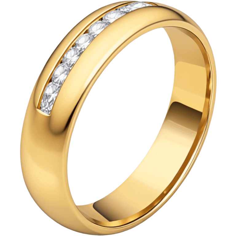 Gold wedding bank with oval cut diamond emoji