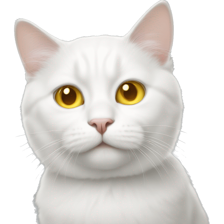 White cat  with yellow eyes emoji