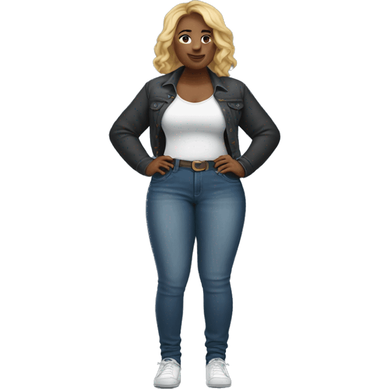 thicc Caucasian woman in jeans emoji