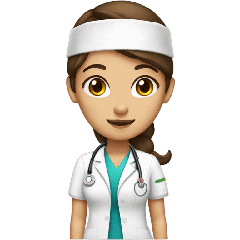 Brownhaired and honeybrown eyes nurse emoji