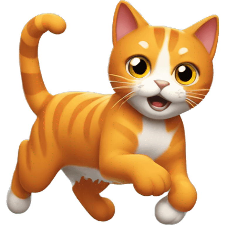 Orange cat running with lightning bolts emoji