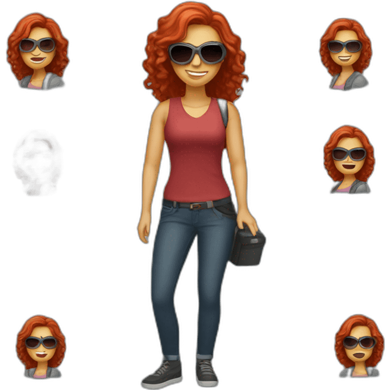 woman-with-red-hair-sunglasses-and-flashlight-on emoji