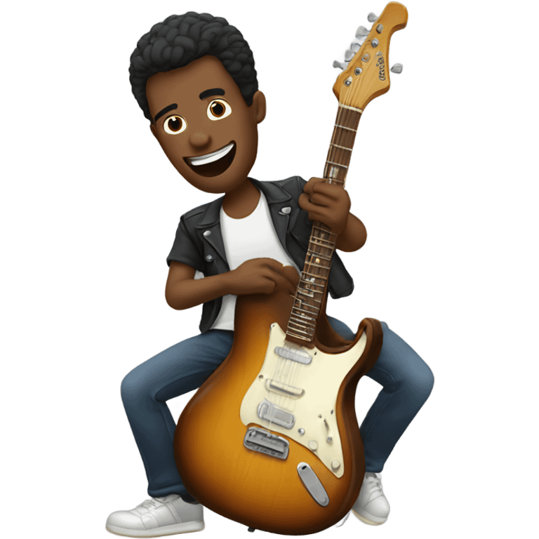 man rocking out with guit emoji