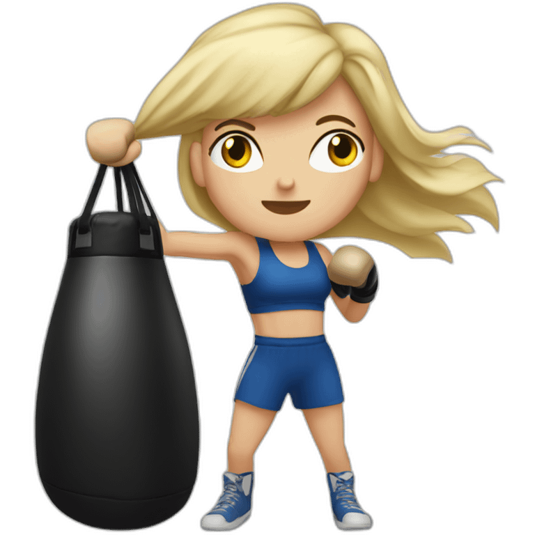 white blonde girl punching a boxing bag emoji