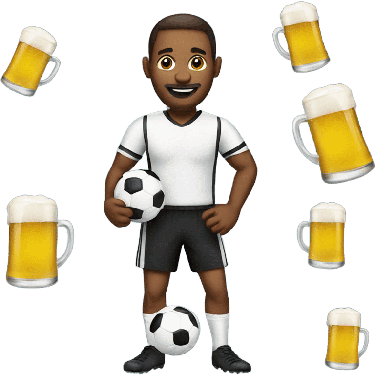 Man with beer playing soccer emoji