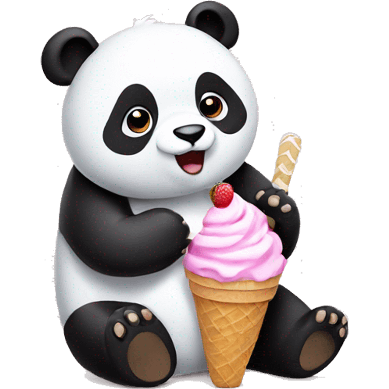 Panda eating ice cream emoji