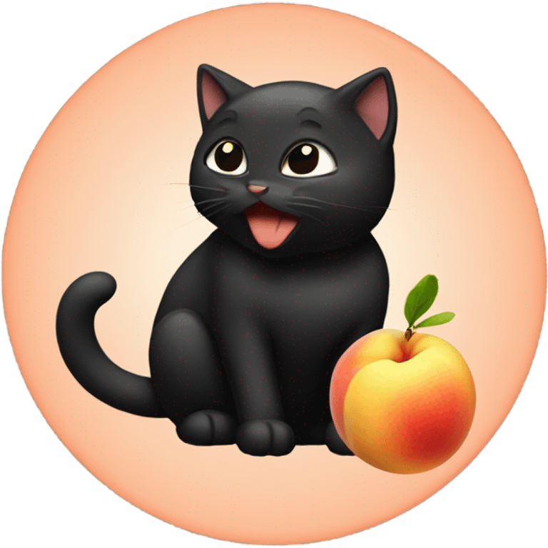 Black cat licking a peach  emoji