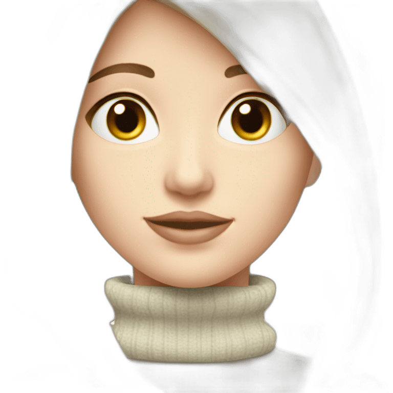 pale skin beatifull woman turtleneck from side upper half emoji