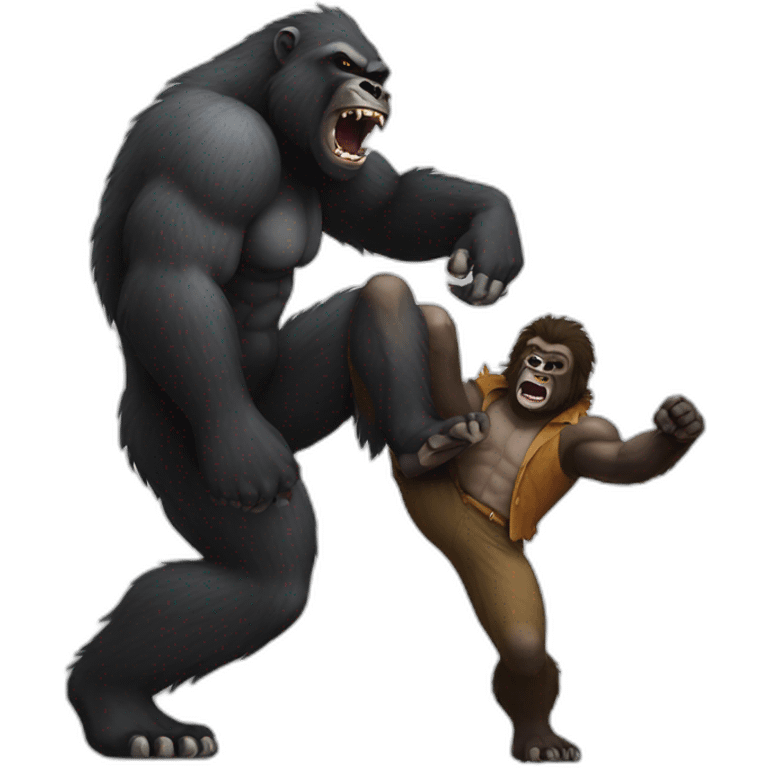 Werewolf fighting a Gorilla emoji