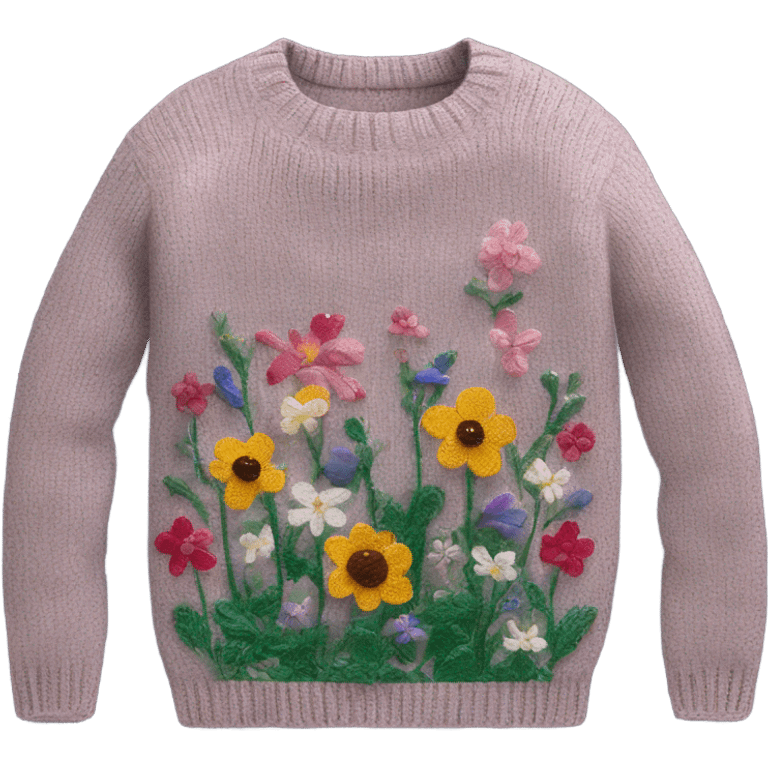 Knit sweater with garden floral glittery design emoji