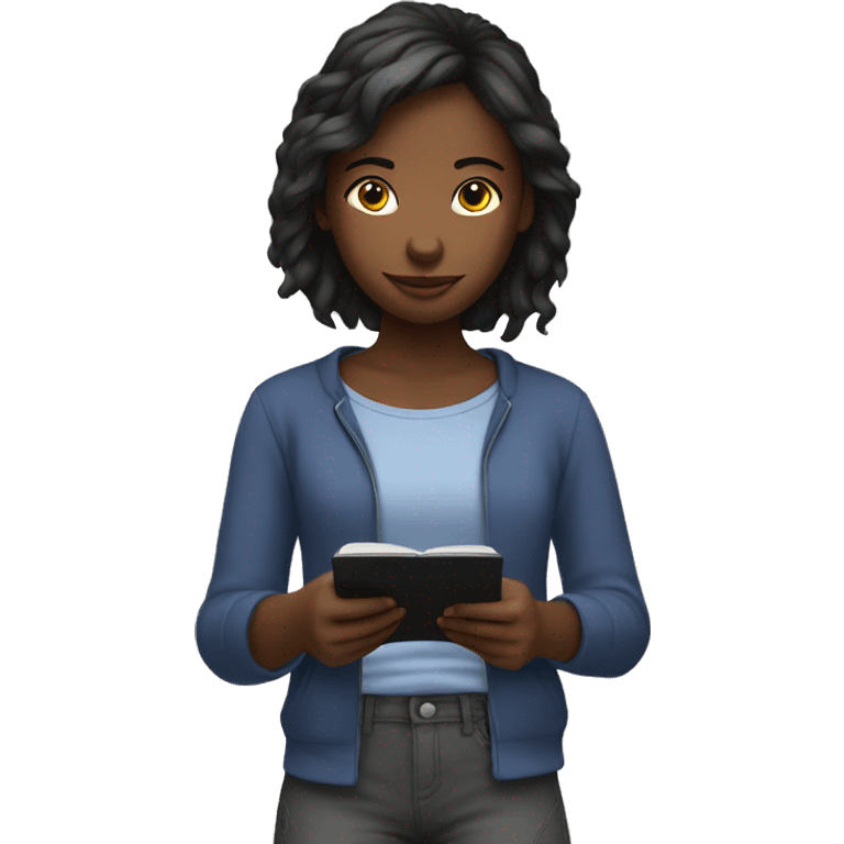 Girl reads on Kindle emoji