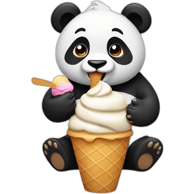 Panda eating ice cream emoji