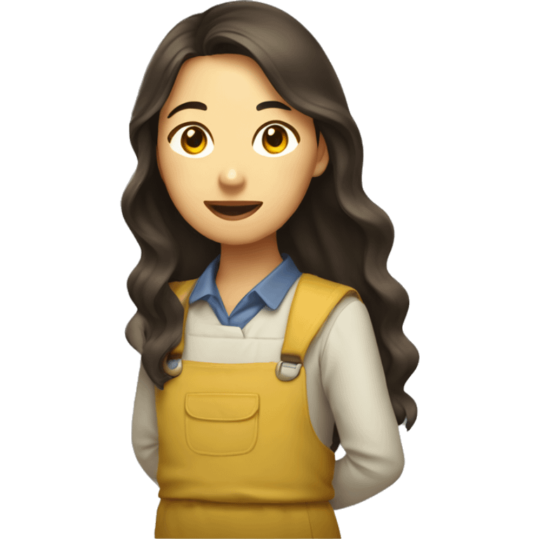 yellow asian female rice picker with long brown wavy hair emoji