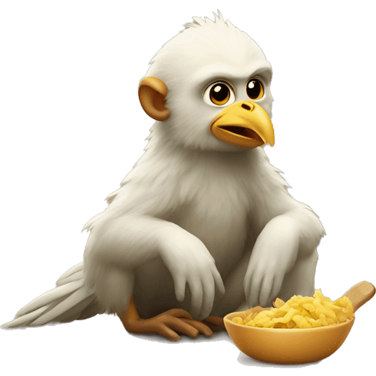 Chicken eating monkey  emoji