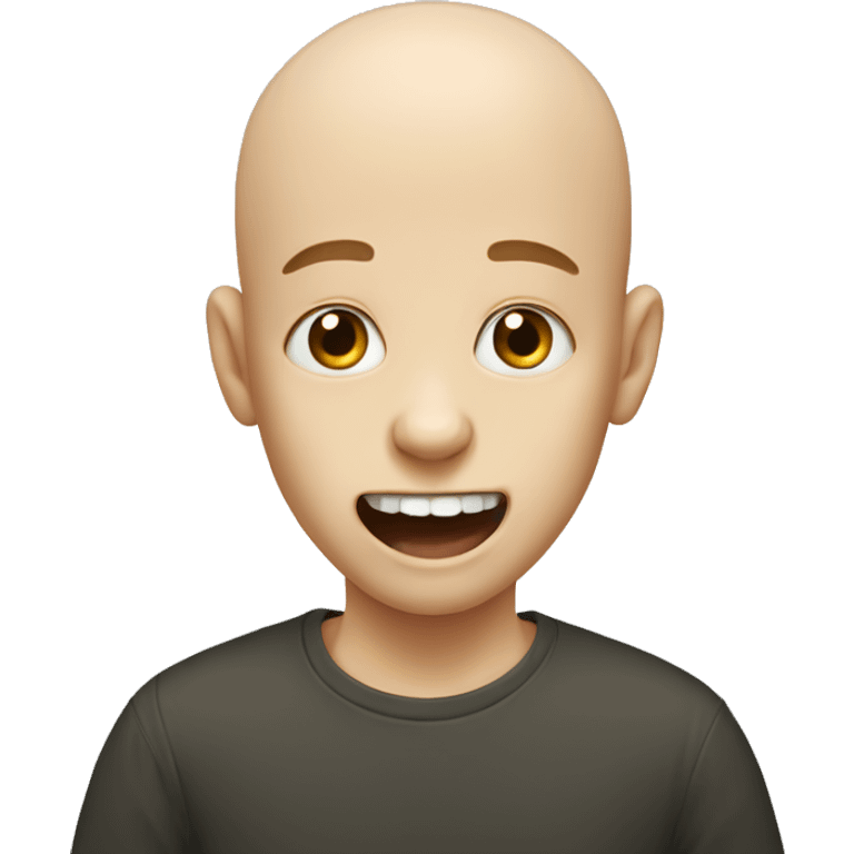 bald boy with open mouth missing teeth emoji