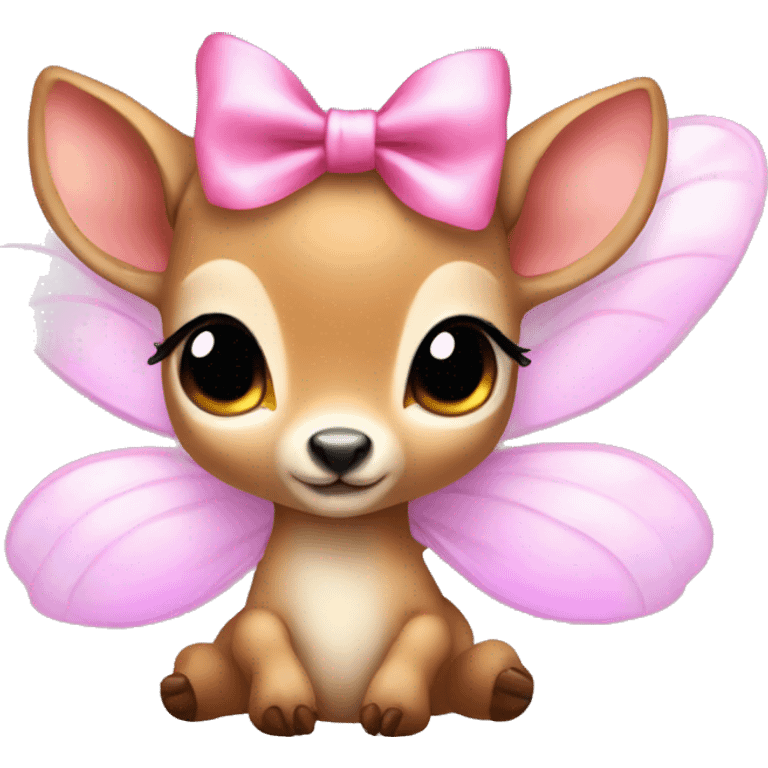 baby deer with fairy wings and a pink bow around its neck  emoji