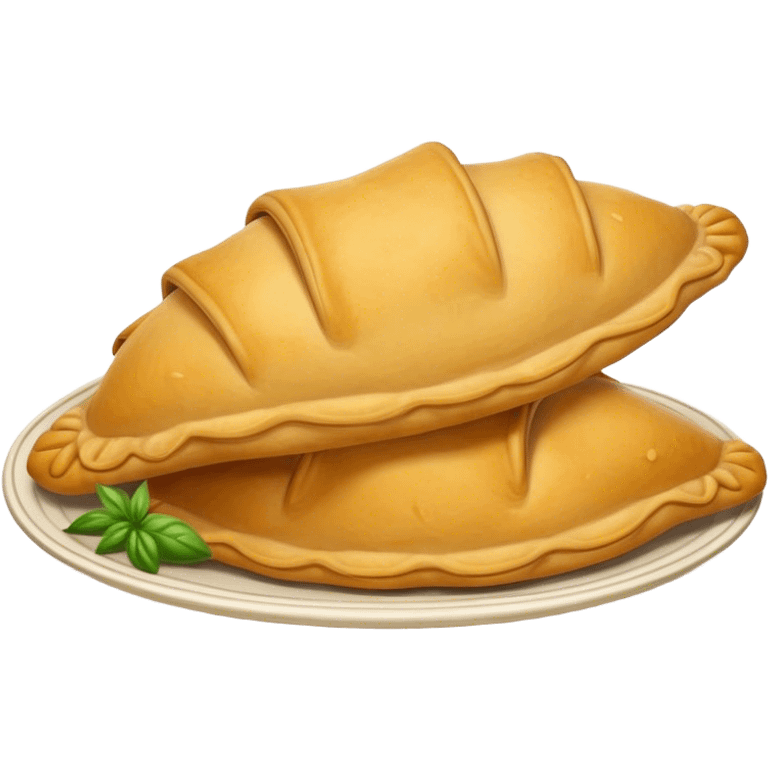 Empanadas Cinematic Realistic Empanadas Dish Emoji, depicted as crispy, golden empanadas made with cornmeal and filled with savory ingredients, rendered with rich textures and vibrant, appetizing lighting. emoji