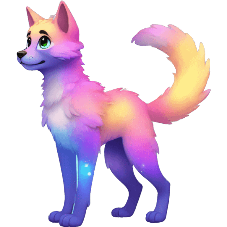 Colorful gradient-Sparkle-nebula-fursona anthropomorphic furry full body emoji