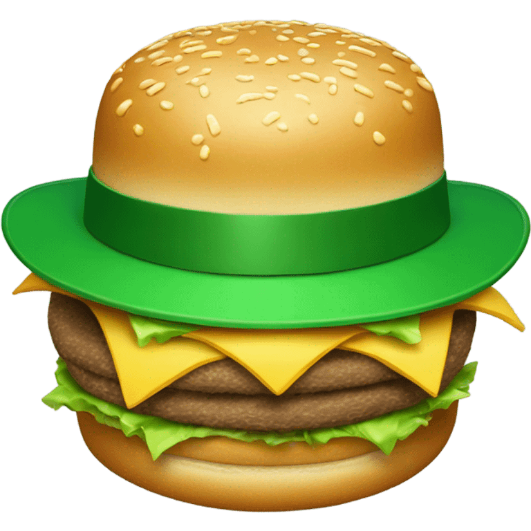 A Big Mac with a green top hat emoji