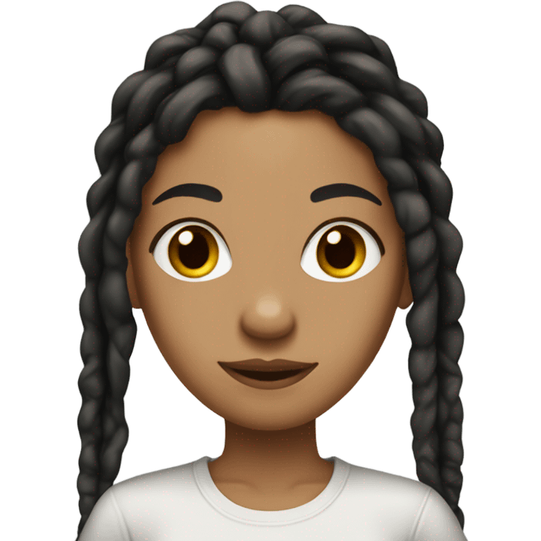 Tan girl with black locs dark white tied shirt  emoji