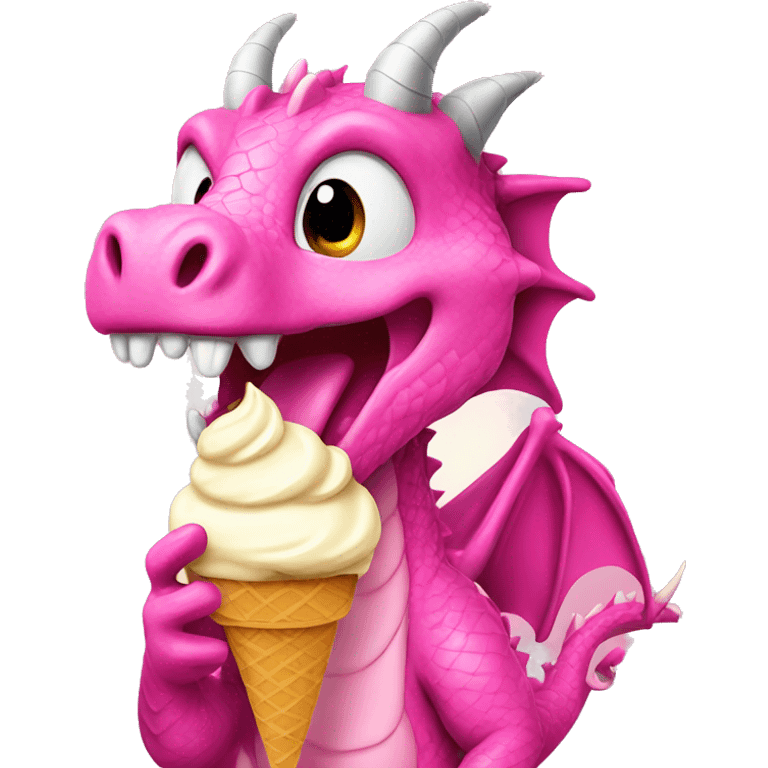 Pink dragon eating ice cream  emoji