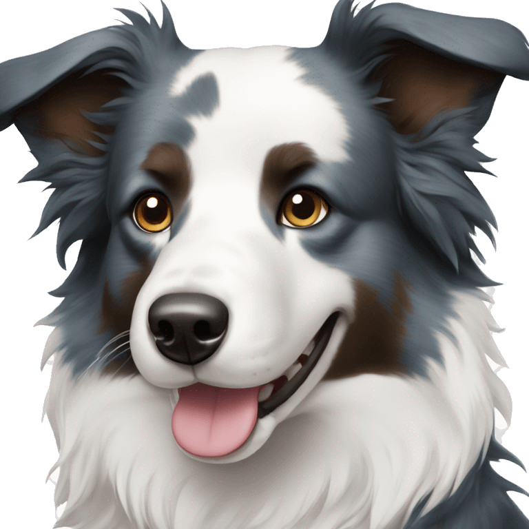 Blue border collie dog with black freckles emoji