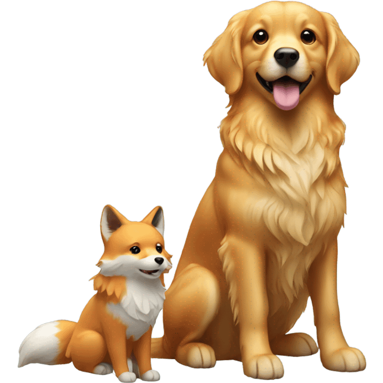 golden retriever with a fox toy emoji