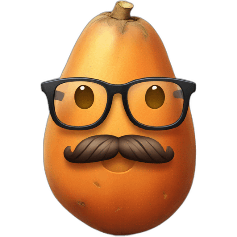 sweet potato with glasses and a beard emoji