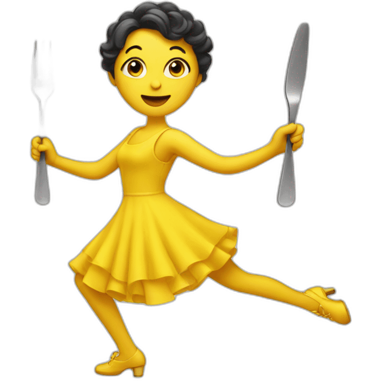 A fork dancing in a yellow dress emoji