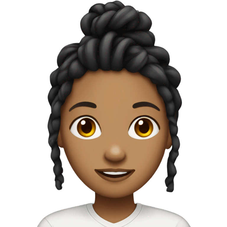 Tan girl with black locs dark white tied shirt  emoji