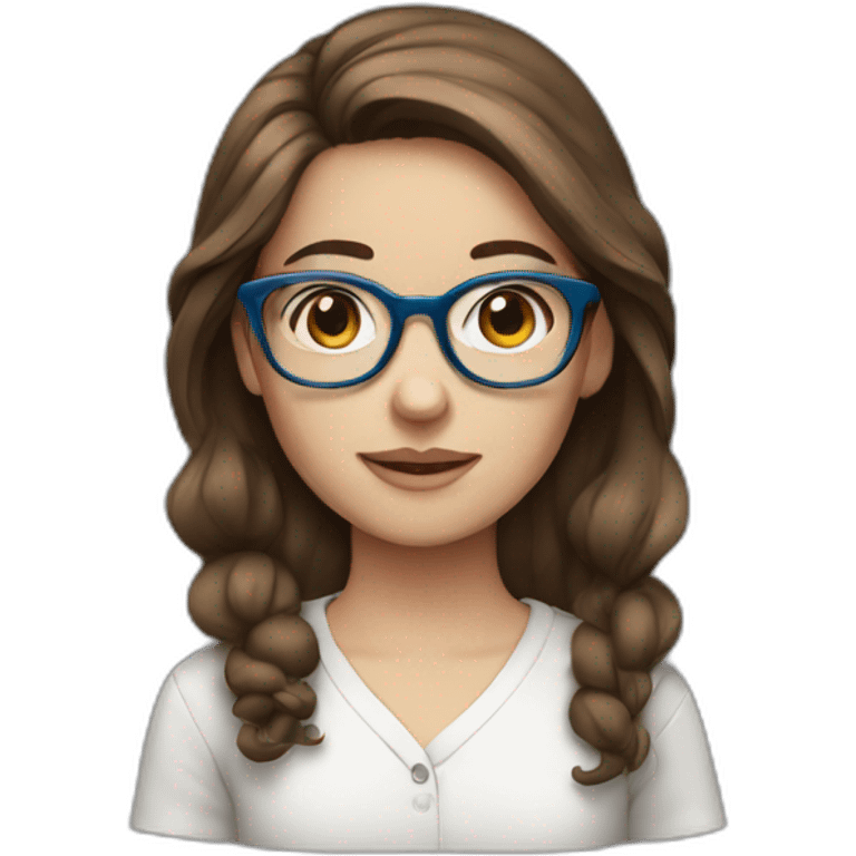 girl with brown hair blue eyes and glasses emoji