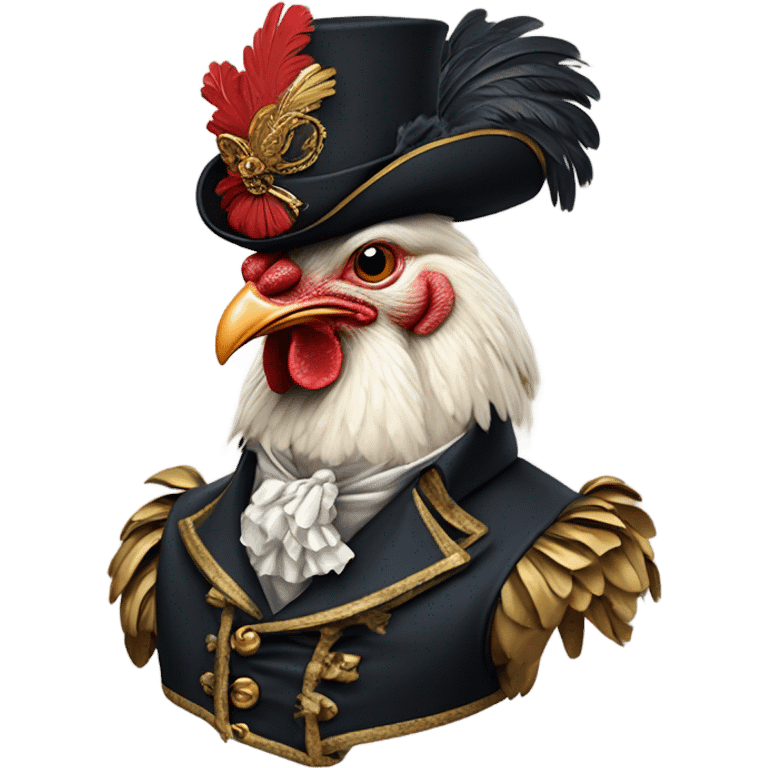 Chicken dressed for party at versailles in Napoleonic times emoji