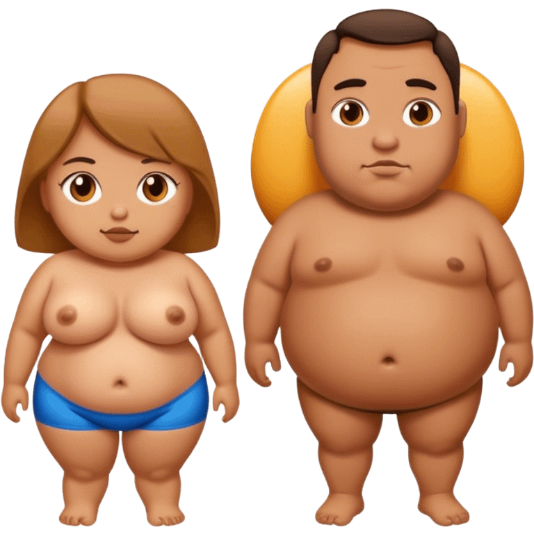 fat guy with skinny girl emoji