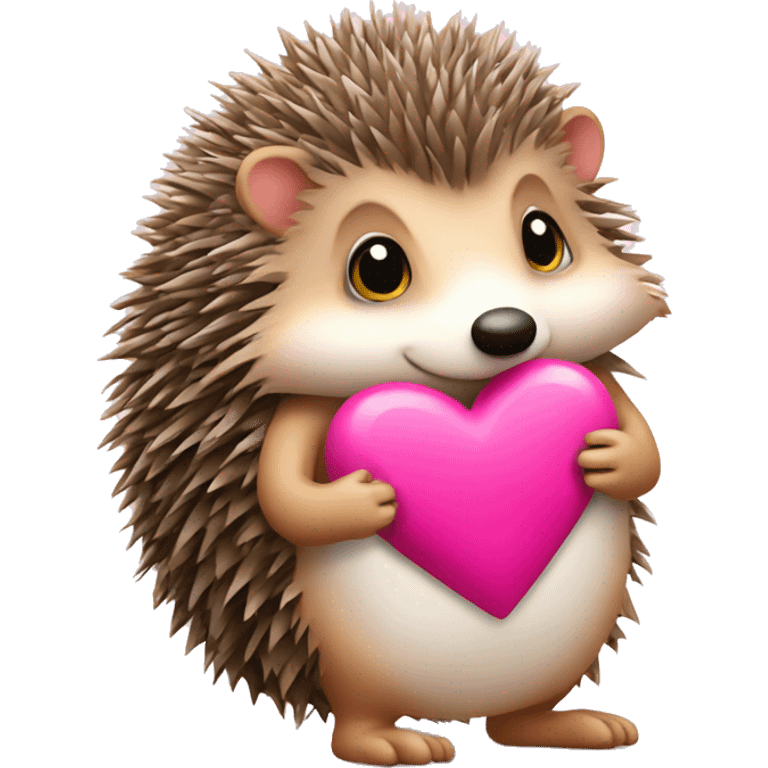 Hedgehog with a pink bow, holding a heart emoji