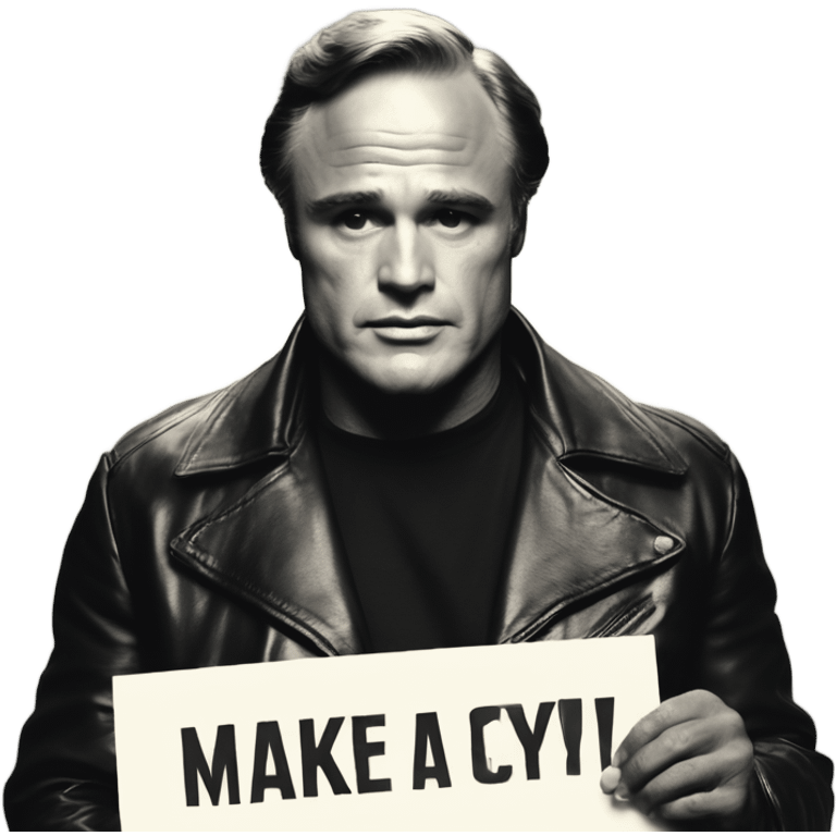  Marlon brando holding a sign saying “Make an Offer” emoji