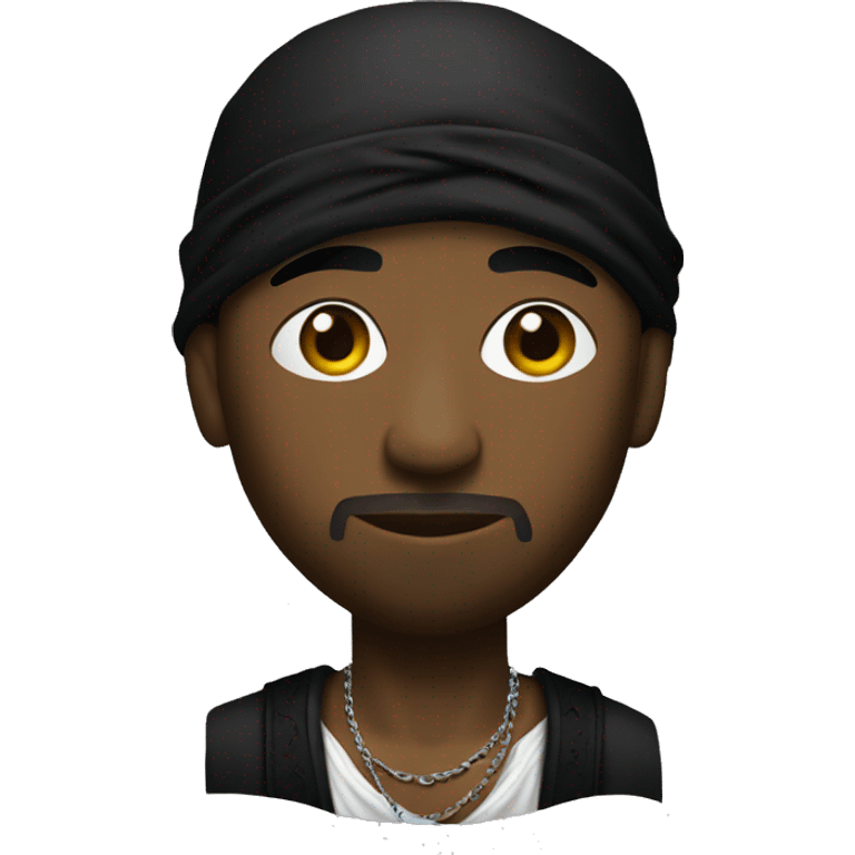 Tupac with a black bandana and baggy pants  emoji