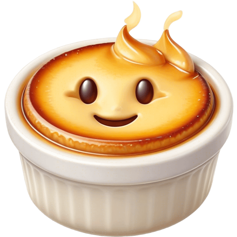 Cinematic Realistic Cr√®me Br√ªl√©e Dessert Emoji, depicted as a rich custard with a perfectly caramelized sugar top rendered with exquisite textures and warm, inviting lighting. emoji