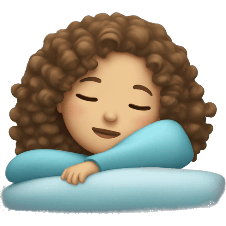 Sleeping girl with curly brown hair emoji