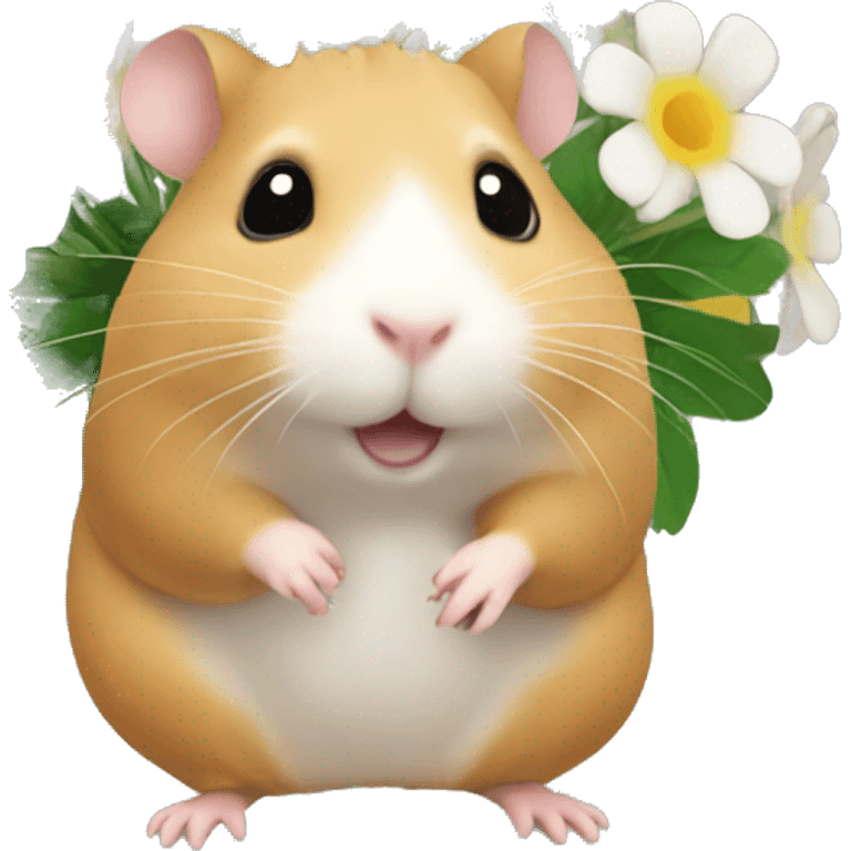 Hamster with flowers  emoji