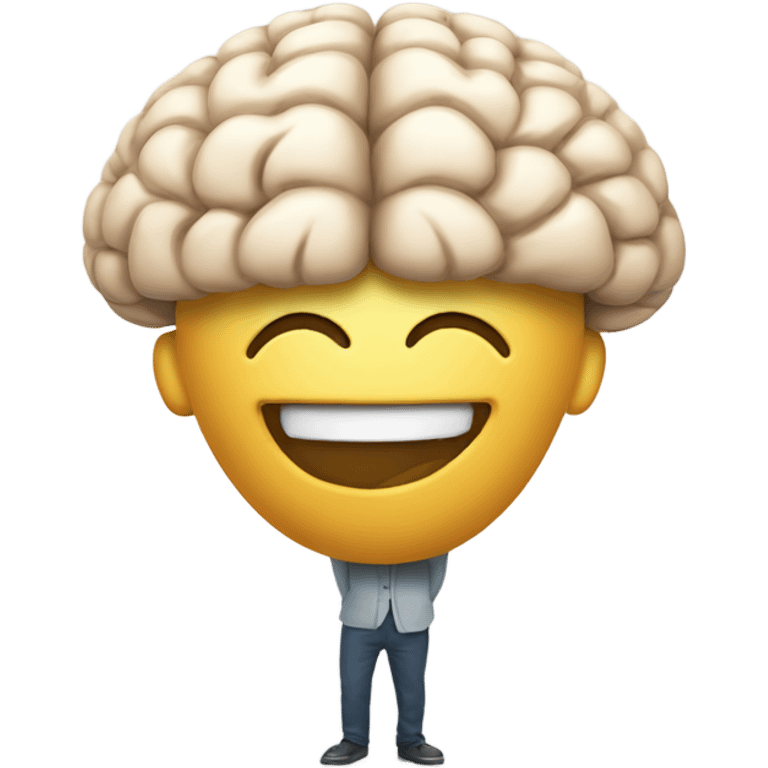 Laughing with a big brain emoji